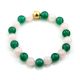 Rose quartz & Green onyx beaded bracelet, With Metal bead, Adjustable bracelet
